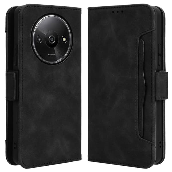 SKALO Xiaomi Redmi A3 6-lokeroa Lompakkokotelo - Musta