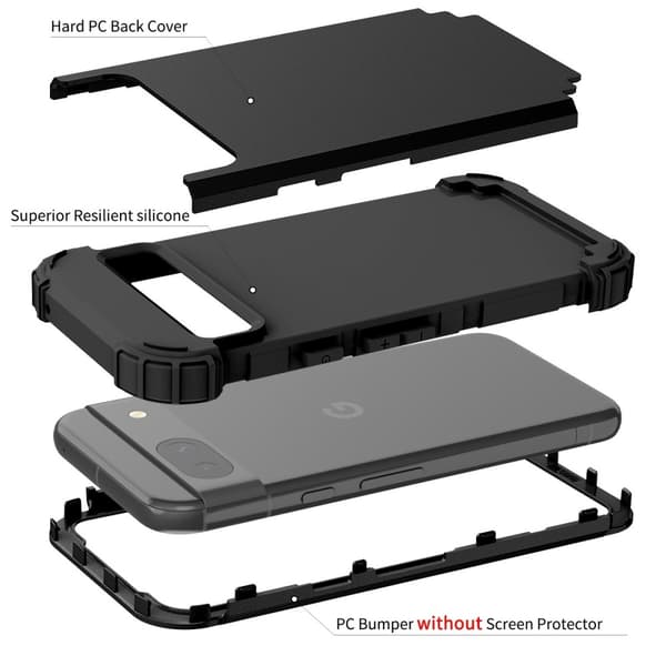 SKALO Google Pixel 8a Shockproof Armor Hybrid Skal - Svart