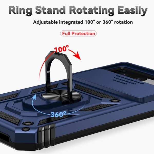 SKALO Google Pixel 8a Armor Hybrid Metal Ring Camera Slider - Blå
