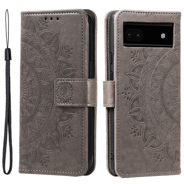 SKALO Google Pixel 8a Mandala lompakkokotelo - Harmaa