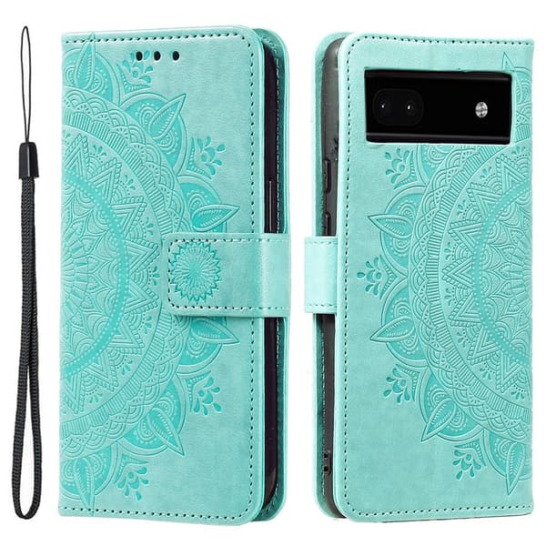 SKALO Google Pixel 8a Mandala lompakkokotelo - Turkoosi