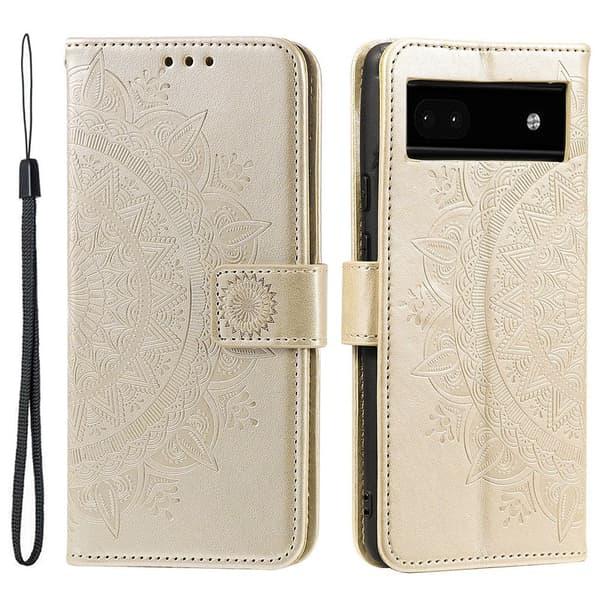 SKALO Google Pixel 8a Mandala lompakkokotelo - Kulta