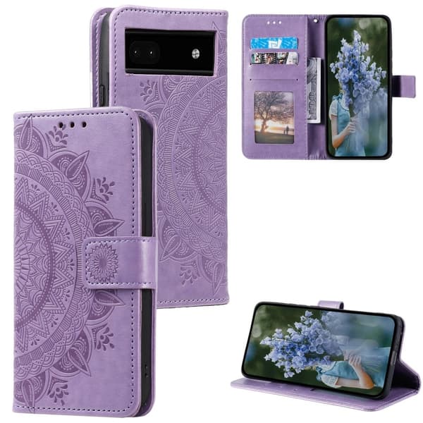 SKALO Google Pixel 8a Mandala lompakkokotelo - Violetti
