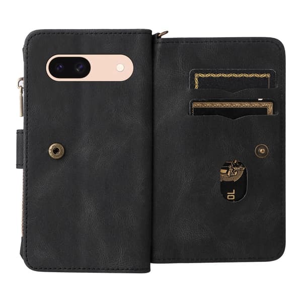 SKALO Google Pixel 8a Big Wallet 17-lokeroa Lompakkokotelo - Musta