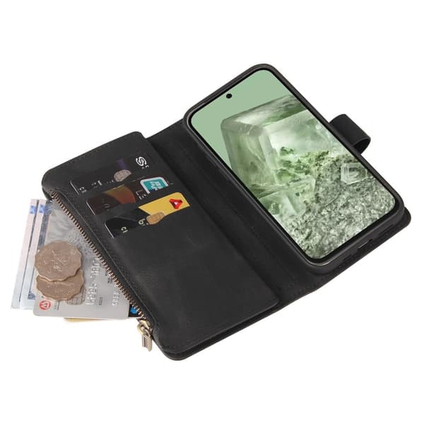 SKALO Google Pixel 8a Big Wallet 17-lokeroa Lompakkokotelo - Musta