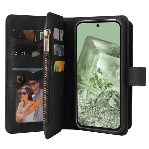 SKALO Google Pixel 8a Big Wallet 17-lokeroa Lompakkokotelo - Musta