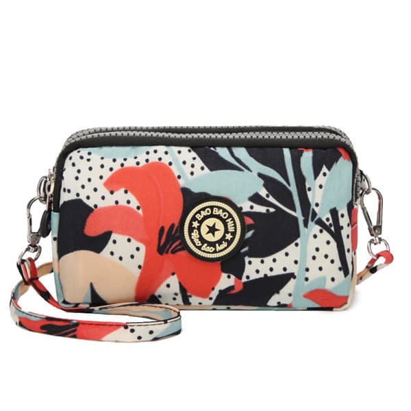 INF Mångsidig multifunktionell crossbody-mobiltelefonväska Burgundy petunia pattern