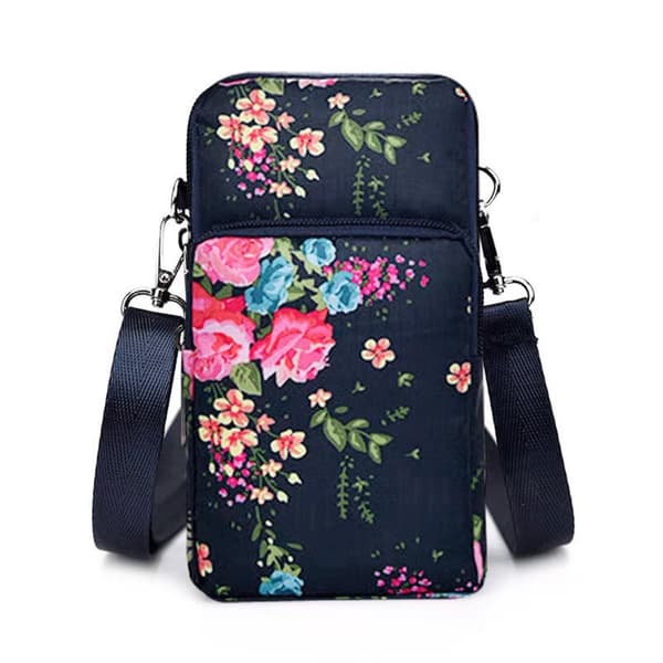 INF Multifunktionel taske til stor skærmtelefon og tilbehør med justerbar rem Rose flower Pattern
