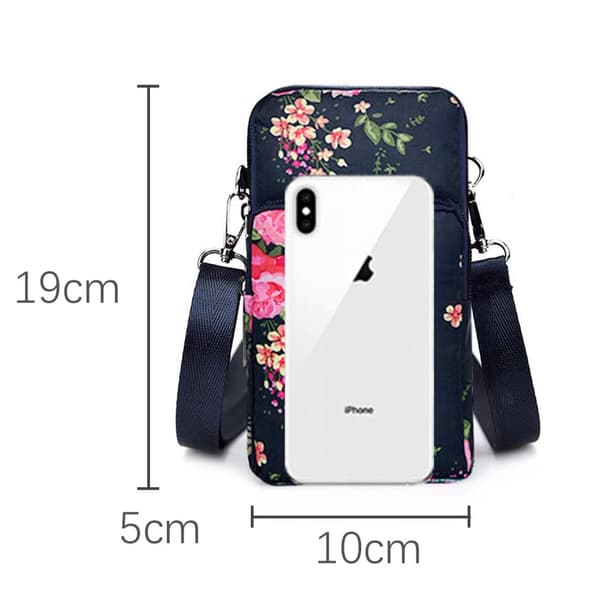 INF Multifunktionel taske til stor skærmtelefon og tilbehør med justerbar rem Rose flower Pattern