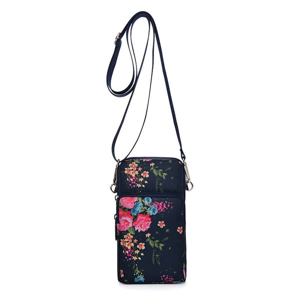 INF Multifunksjonell veske til mobil og tilbehør med justerbar stropp Rose flower Pattern