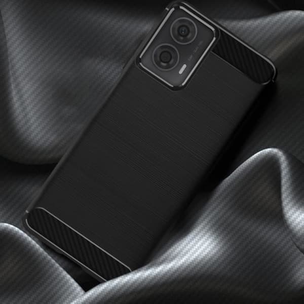 AVIZAR Fodral för Motorola Moto G24 och G04 - Kol och borstad svart effekt - Flexibelt silikonfodral