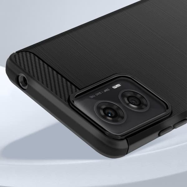 AVIZAR Fodral för Motorola Moto G24 och G04 - Kol och borstad svart effekt - Flexibelt silikonfodral