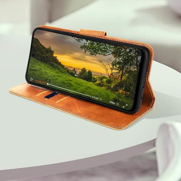 Fodral för Motorola Moto G24 och G04 Handledsrem Ljusbrun
