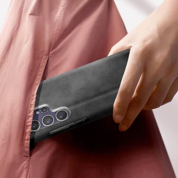 Fodral till Samsung Galaxy S24 Ultra Flip-korthållare Eco-leather Nappa Black