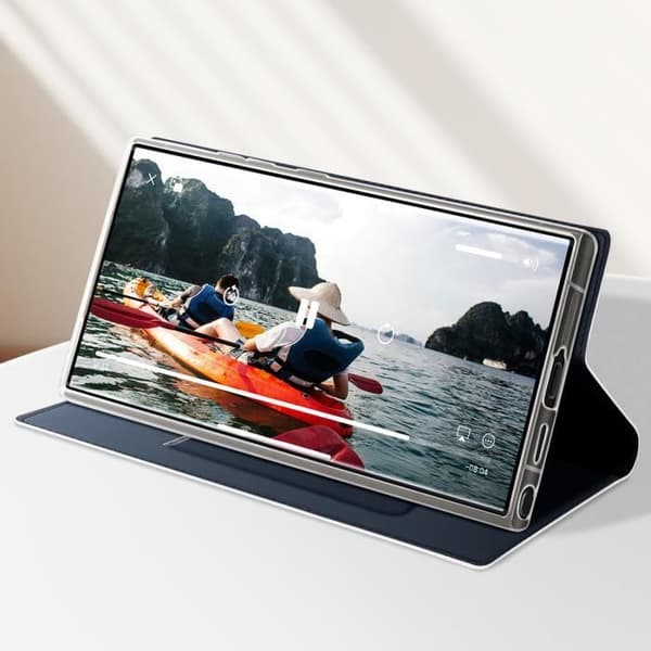 Fodral till Samsung Galaxy S24 Ultra - DUX DUCIS - Flip Card Hållare Video Support - Midnight Blue