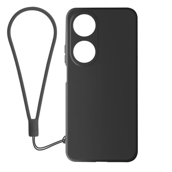 Fodral för Honor 90 Smart - AVIZAR - Halvstyv silikon - Soft-touch finish - Handledsrem ingår - Svart