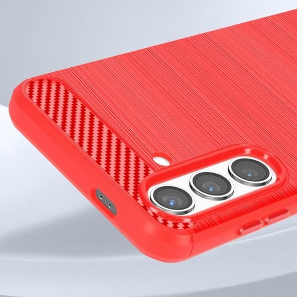 Fodral till Samsung Galaxy S24 - AVIZAR - Röd - Halvstyv - Syntet - Kol och borstad effekt Röd