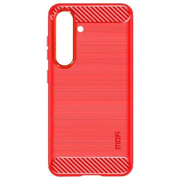 Fodral till Samsung Galaxy S24 - AVIZAR - Röd - Halvstyv - Syntet - Kol och borstad effekt Röd