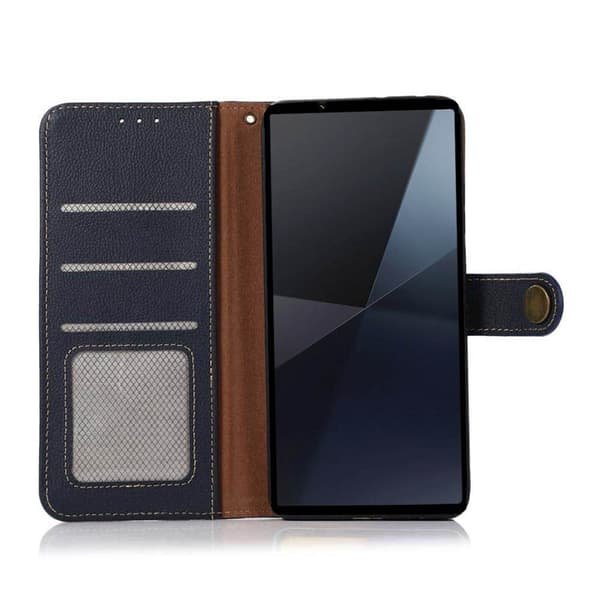 Wallet 3-kort læder RFID Sony Xperia 10 VI - Blå