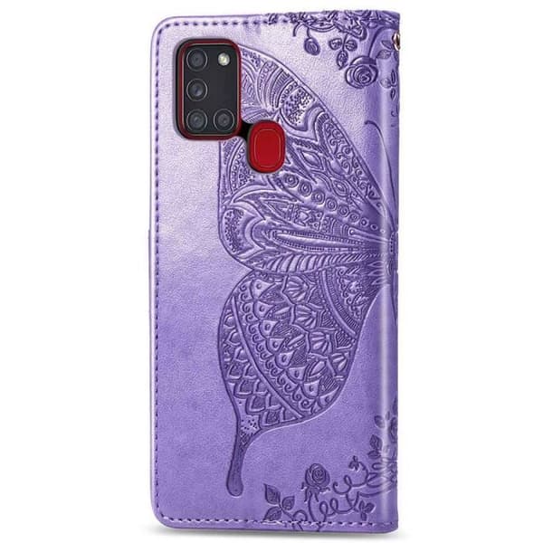 Samsung Galaxy A21s Fodral, Glitter Läder Anti-Shock Skyddsfodral med Diamond Magnetic Card Holder Ljuslila