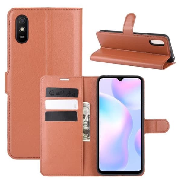 Fodral till Xiaomi Redmi 9C med 3 kortplatser och 1 plånboksficka - Brun