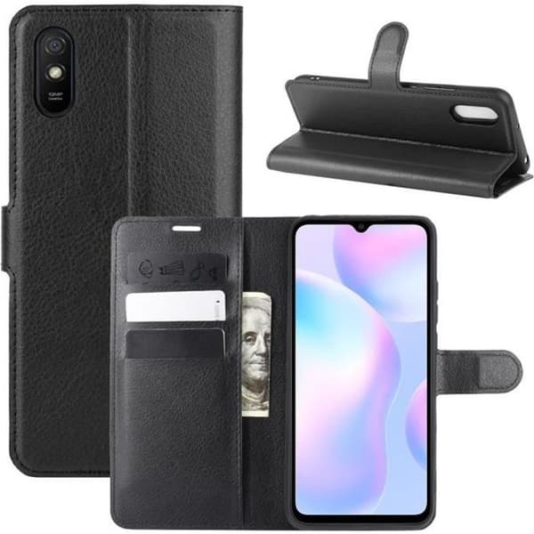 Etui Coque - YIKXIULF - Redmi 9C - Svart - 3 Kortplatser - Plånboksficka