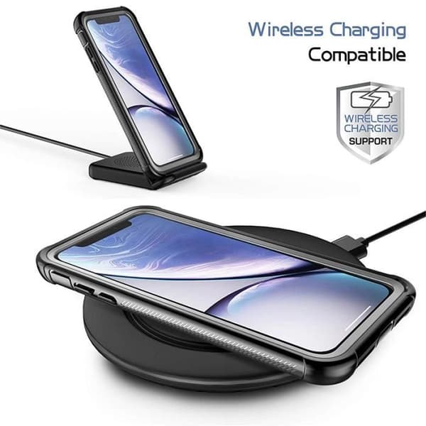 Iphone XR 6,1" fodral, helkroppsskydd mot stötfångare med transparent baksida och integrerat skärmskydd (svart)