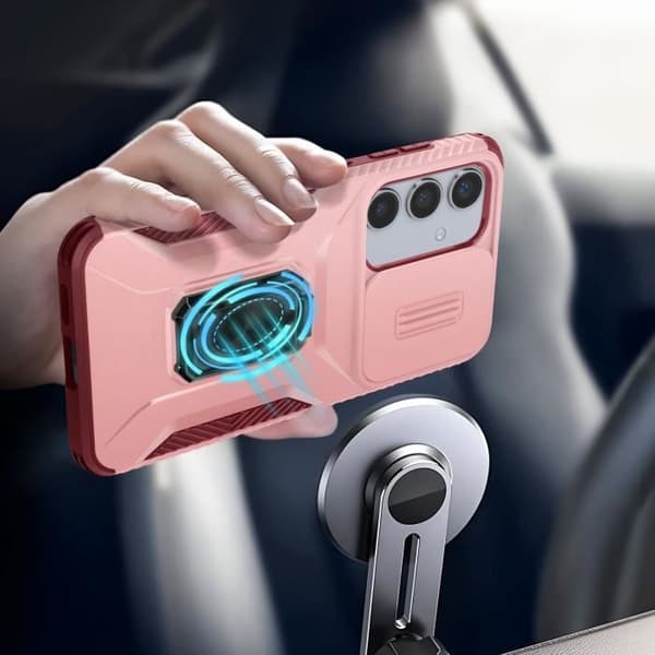 Fodral till Samsung Galaxy S24 - AVIZAR - Ring Support Camera Cover - Fuchsia