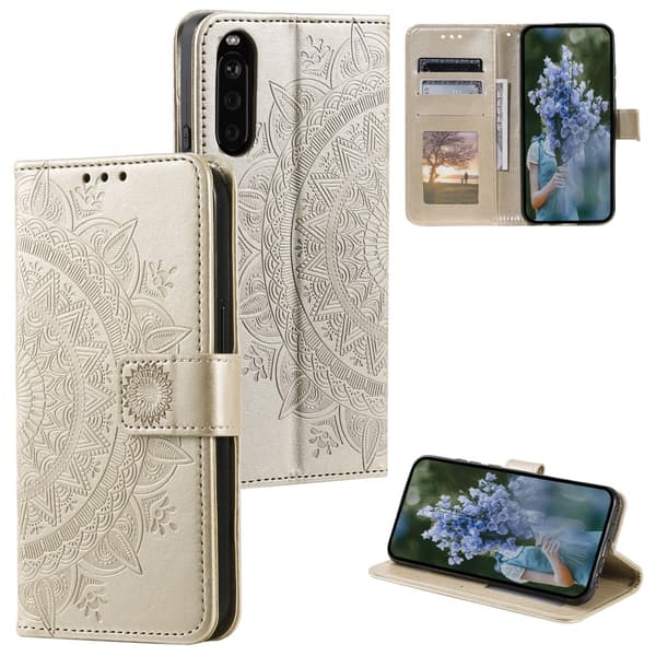SKALO Sony Xperia 10 VI Mandala Plånboksfodral - Guld