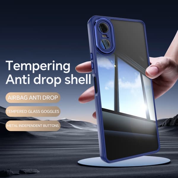 Sony Xperia 10 VI SKALO Silky Touch TPU + Akryyli Metallipainikkeet Suojakuori - Tummansininen