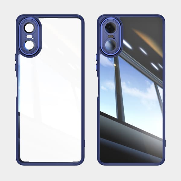 Sony Xperia 10 VI SKALO Silky Touch TPU + Akryyli Metallipainikkeet Suojakuori - Tummansininen