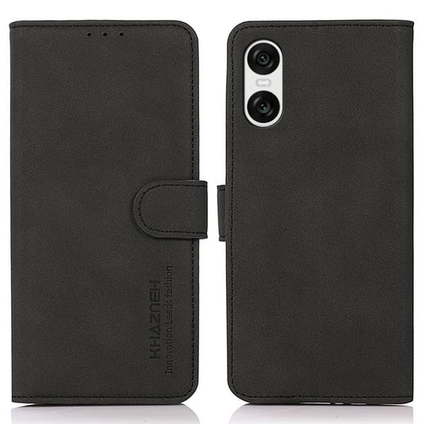 SKALO Sony Xperia 10 VI KHAZNEH Lompakkokotelo PU-nahasta - Musta