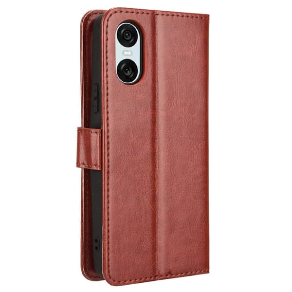 SKALO Sony Xperia 10 VI Crazy Horse Pungetui PU læder - Brun