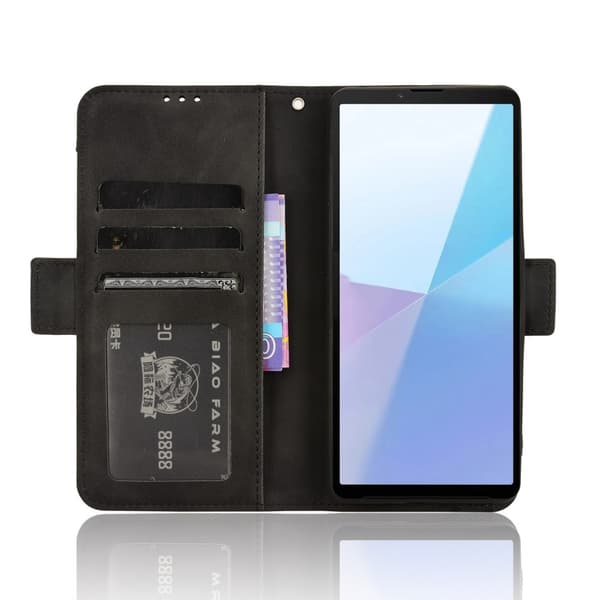 SKALO Sony Xperia 10 VI 6-lokeroa Lompakkokotelo - Musta