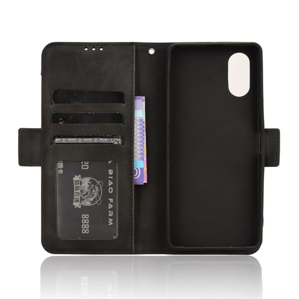 SKALO Sony Xperia 10 VI 6-lokeroa Lompakkokotelo - Musta