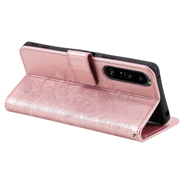 SKALO Sony Xperia 1 VI Mandala lompakkokotelo - Ruusukulta