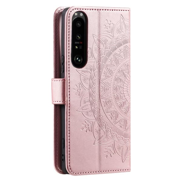 SKALO Sony Xperia 1 VI Mandala lompakkokotelo - Ruusukulta