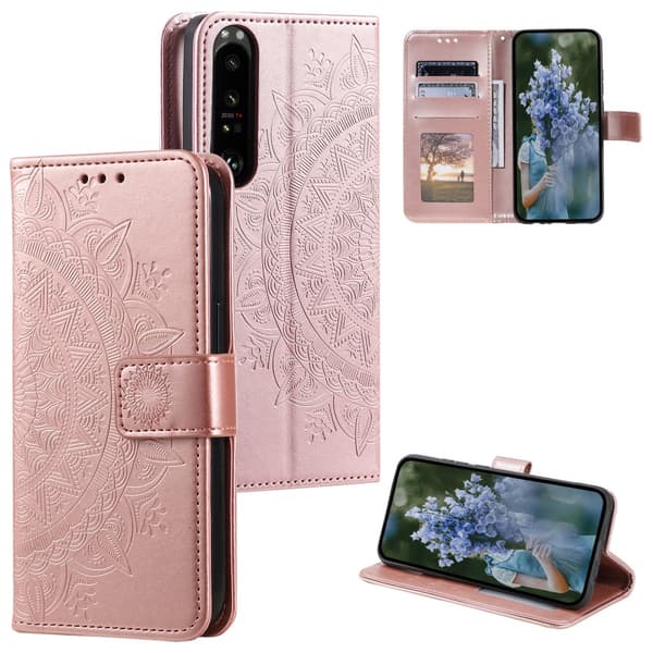 SKALO Sony Xperia 1 VI Mandala lompakkokotelo - Ruusukulta