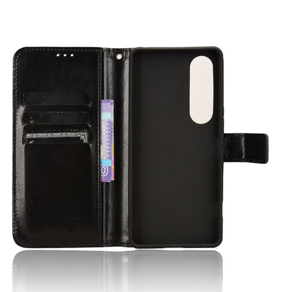 SKALO Sony Xperia 1 VI Crazy Horse Pungetui PU læder - Sort