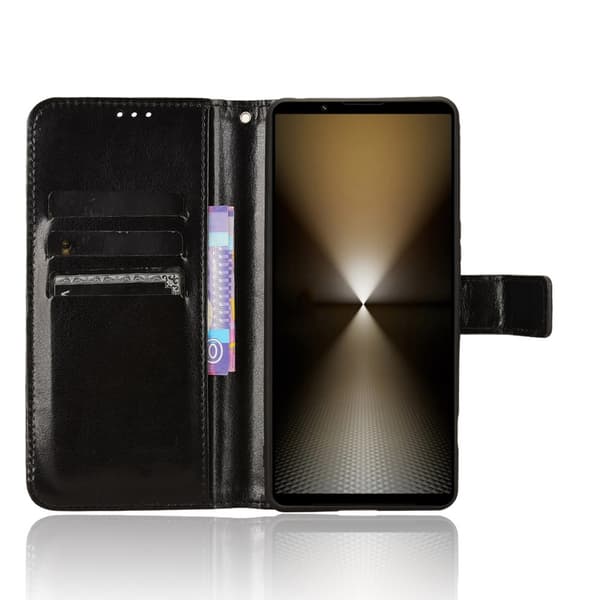 SKALO Sony Xperia 1 VI Crazy Horse Pungetui PU læder - Sort