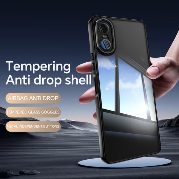 SKALO Sony Xperia 10 VI Silky Touch TPU + Akryl Metallknappar Skal - Svart