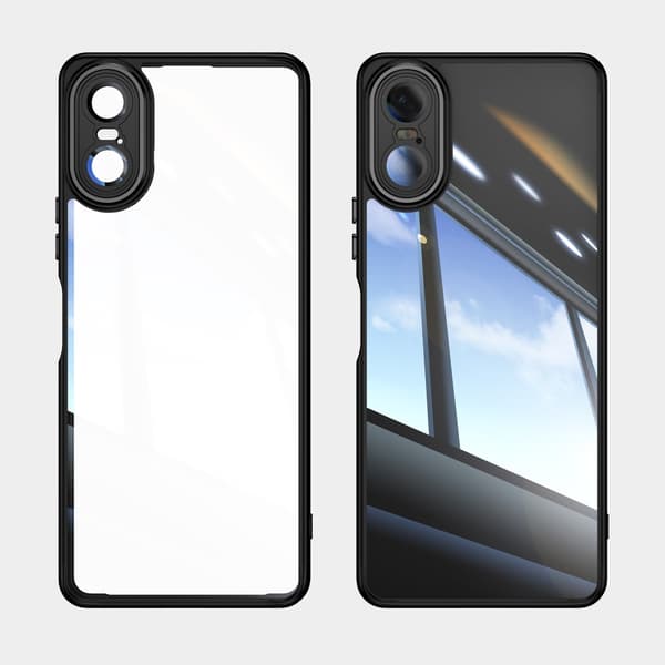 SKALO Sony Xperia 10 VI Silky Touch TPU + Akryl Metallknappar Skal - Svart