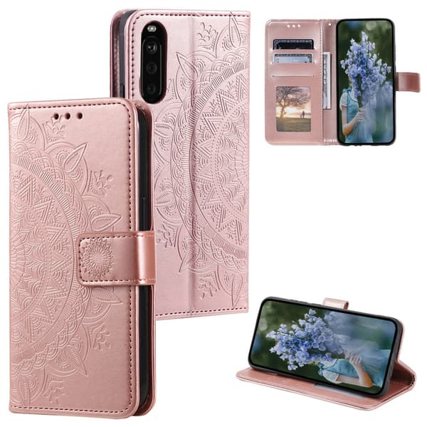 SKALO Sony Xperia 10 VI Mandala Plånboksfodral - Roséguld