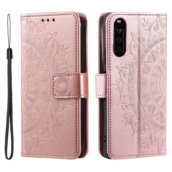 SKALO Sony Xperia 10 VI Mandala lompakkokotelo - Ruusukulta