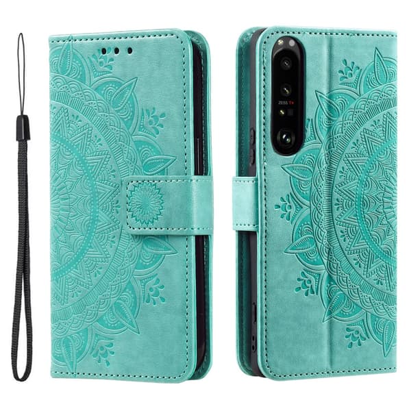 SKALO Sony Xperia 1 VI Mandala lompakkokotelo - Turkoosi