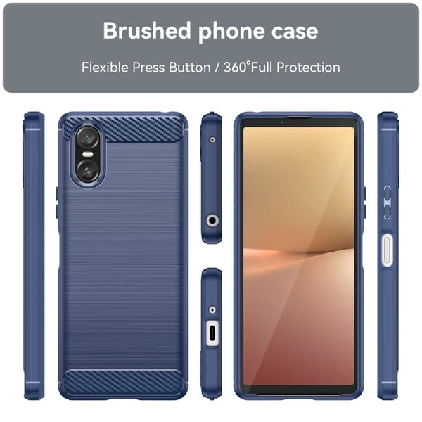 SKALO Sony Xperia 10 VI Armor Carbon Iskunkestävä TPU suojakuori