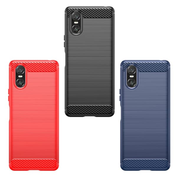 SKALO Sony Xperia 10 VI Armor Carbon Iskunkestävä TPU suojakuori
