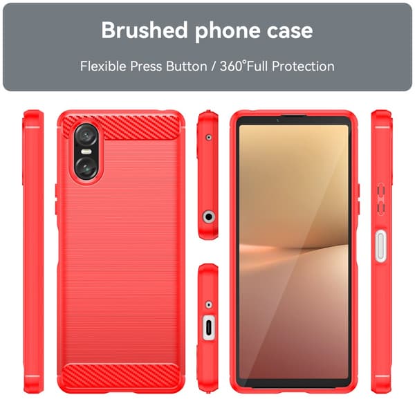 SKALO Sony Xperia 10 VI Armor Carbon Iskunkestävä TPU suojakuori