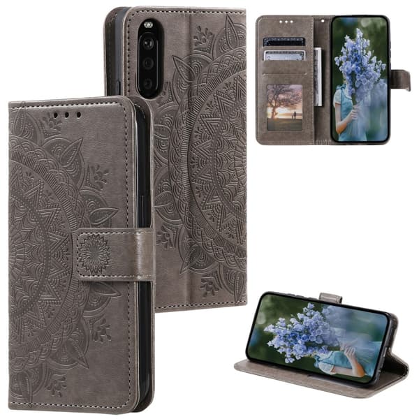 SKALO Sony Xperia 10 VI Mandala Flip Cover - Grå