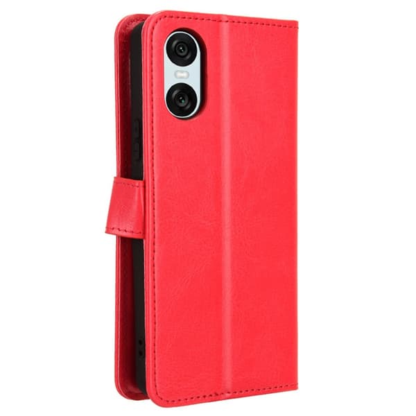 SKALO Sony Xperia 10 VI Crazy Horse Pungetui PU læder - Rød